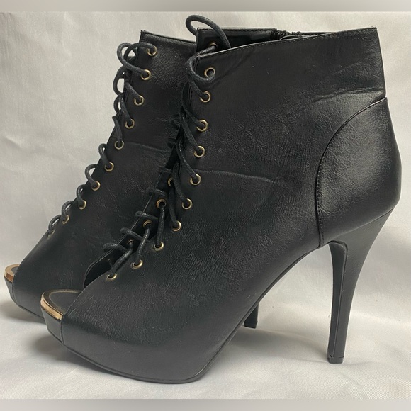 Heeled Lace Up Booties - Picture 1 of 6